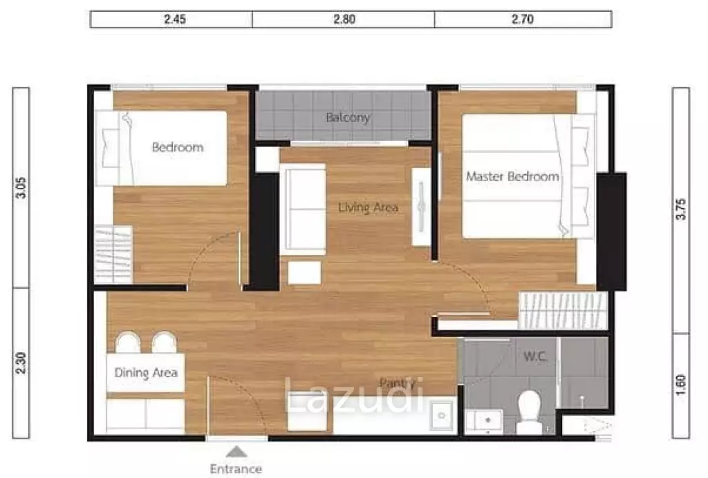 2 Bed 41 SQ.M Lumpini Suite Phetchaburi-Makkasan