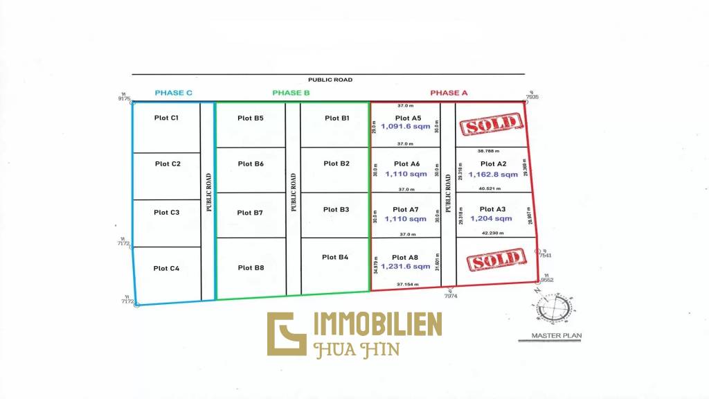 Beautiful plots of building land for sale in Pranburi, Khao Tao