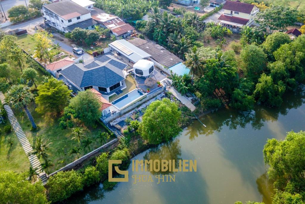 Riverside 4 Bed Modern Private Pool Villa For Sale in Pranburi