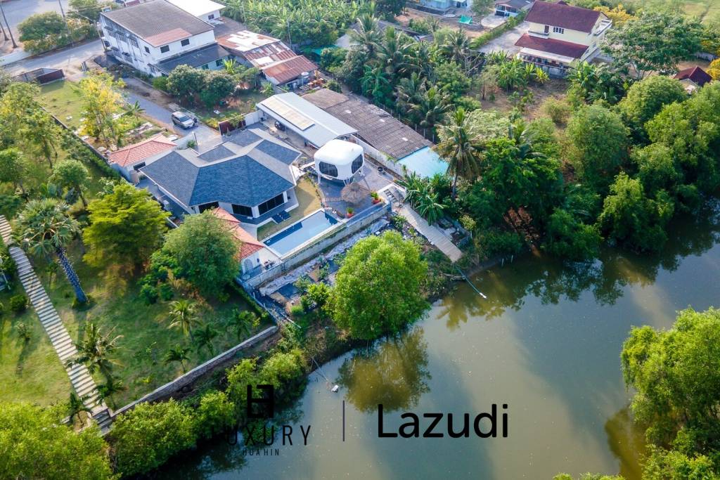 Riverside 4 Bed Modern Private Pool Villa For Sale in Pranburi