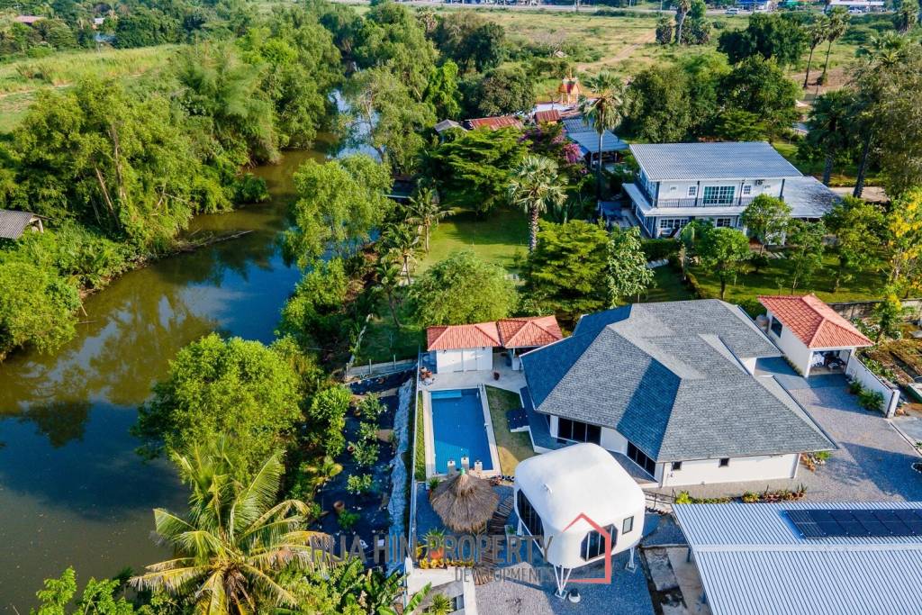 Riverside 4 Bed Modern Private Pool Villa For Sale in Pranburi