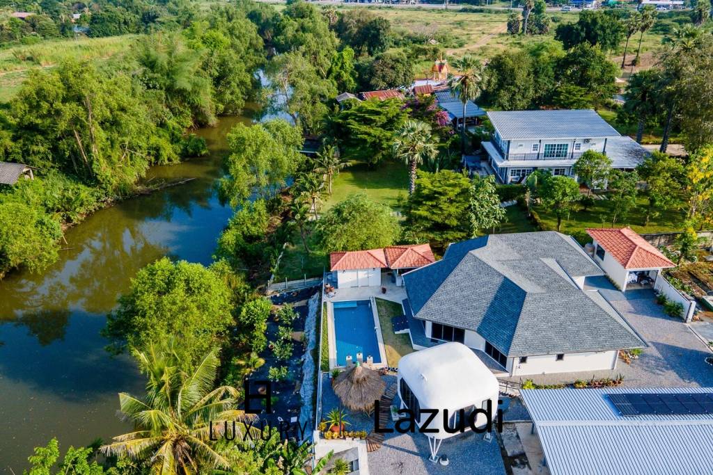 Riverside 4 Bed Modern Private Pool Villa For Sale in Pranburi