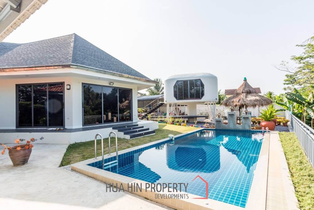 Riverside 4 Bed Modern Private Pool Villa For Sale in Pranburi