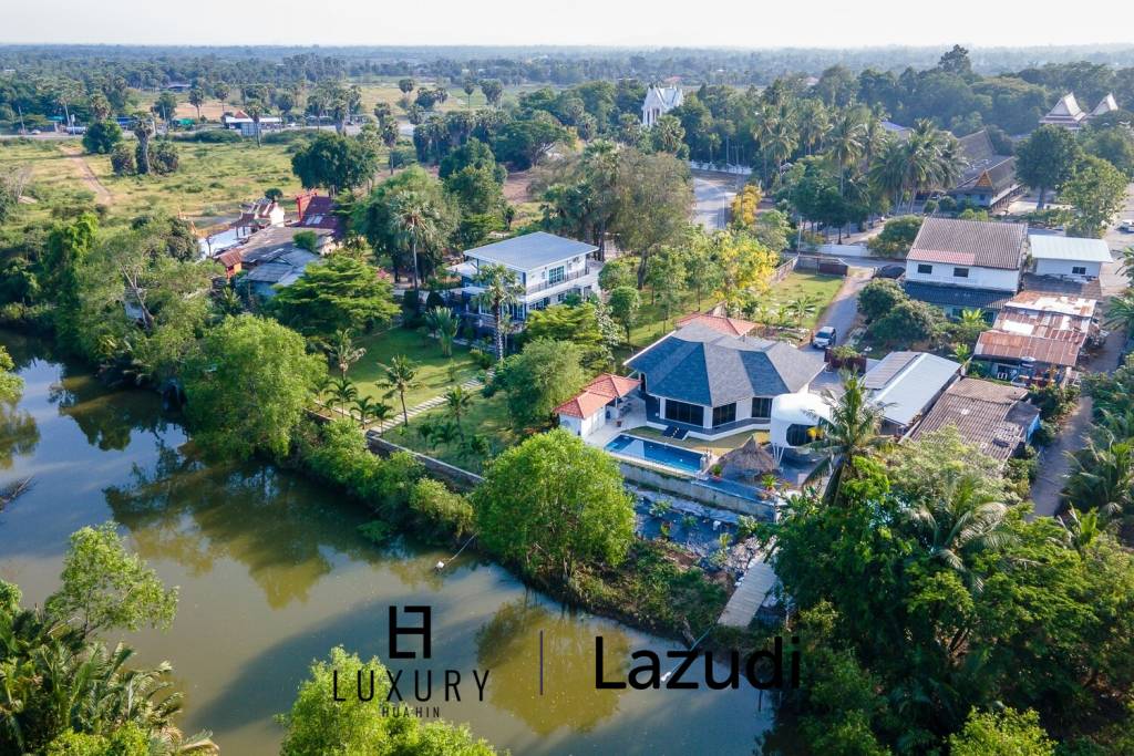 Riverside 4 Bed Modern Private Pool Villa For Sale in Pranburi