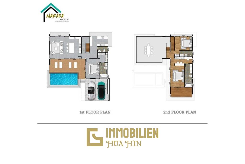 Narada Modern Pool Villas: / Paknampran: Neue moderne 3 Schlafzimmer Pool Villa in Strandnähe