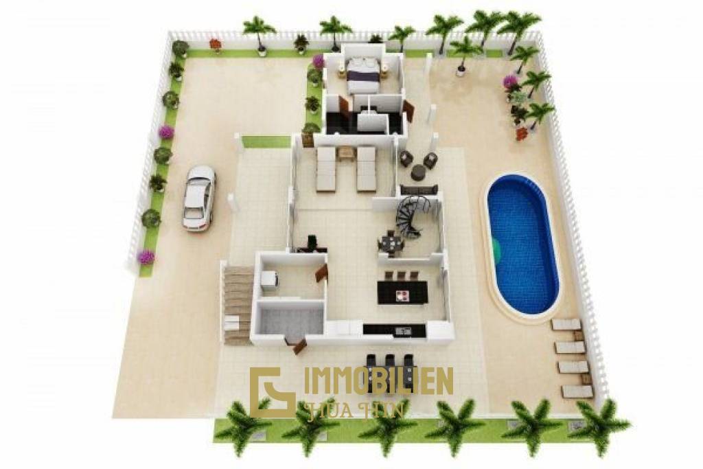 Preiswerte einstöckige 4 Schlafzimmer Pool Villa