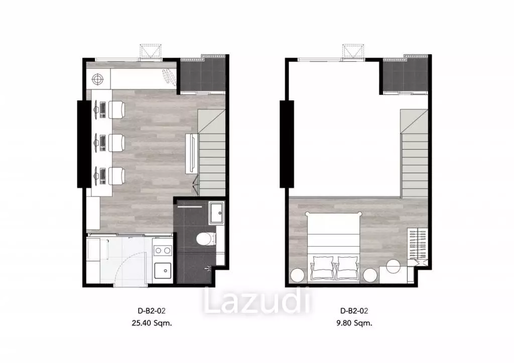Modern 1 Bedroom Duo Space Condo 25.44 sqm on 21st Floor Bang Bamru Bangkok