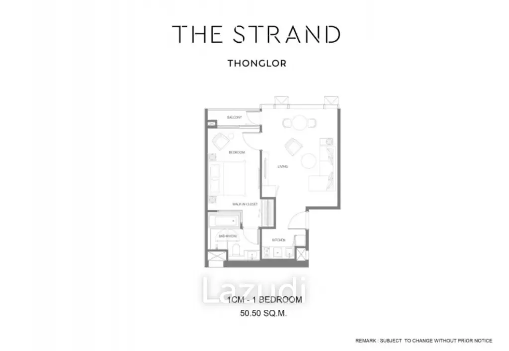 1 Bed 1 Bath 50.73 SQ.M. The Strand Thonglor