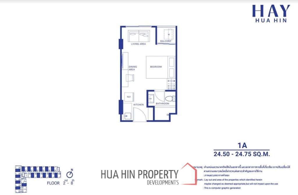 1 Bed 1 Bath 25.07 SQ.M at HAY Huahin