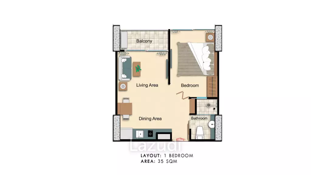 1 Bed 36.82 SQ.M The Cloud Condominium Pattaya