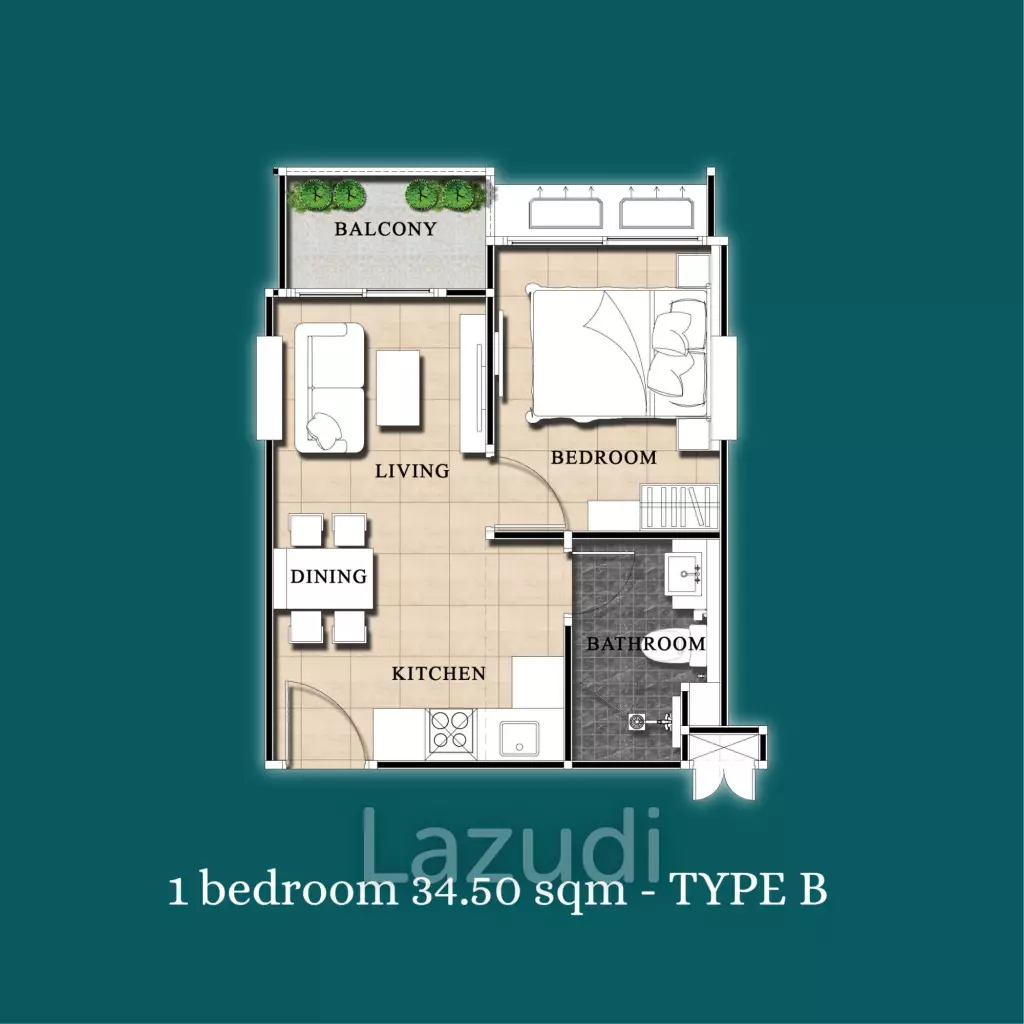 1 Bed 1 Bath 34.87 SQ.M Dusit Grand Park 1