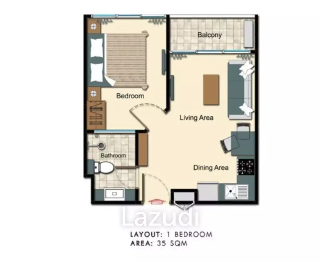 1 Bed Bath 35 SQ.M City Garden Tower