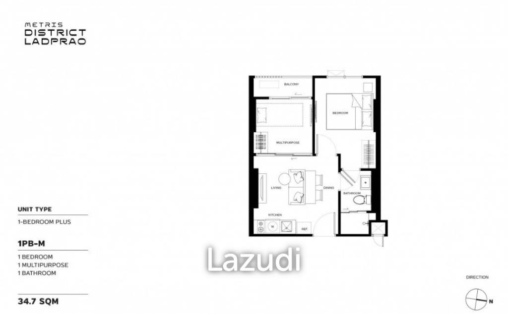 1 BedPlus 1 Bath 34.70 SQ.M METRIS DISTRICT LADPRAO