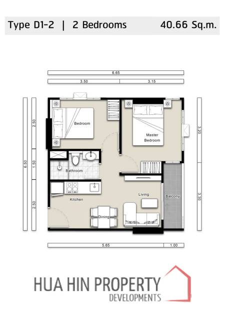 2 Bed 40.20 SQ.M Mira Monte’ Hua Hin 94