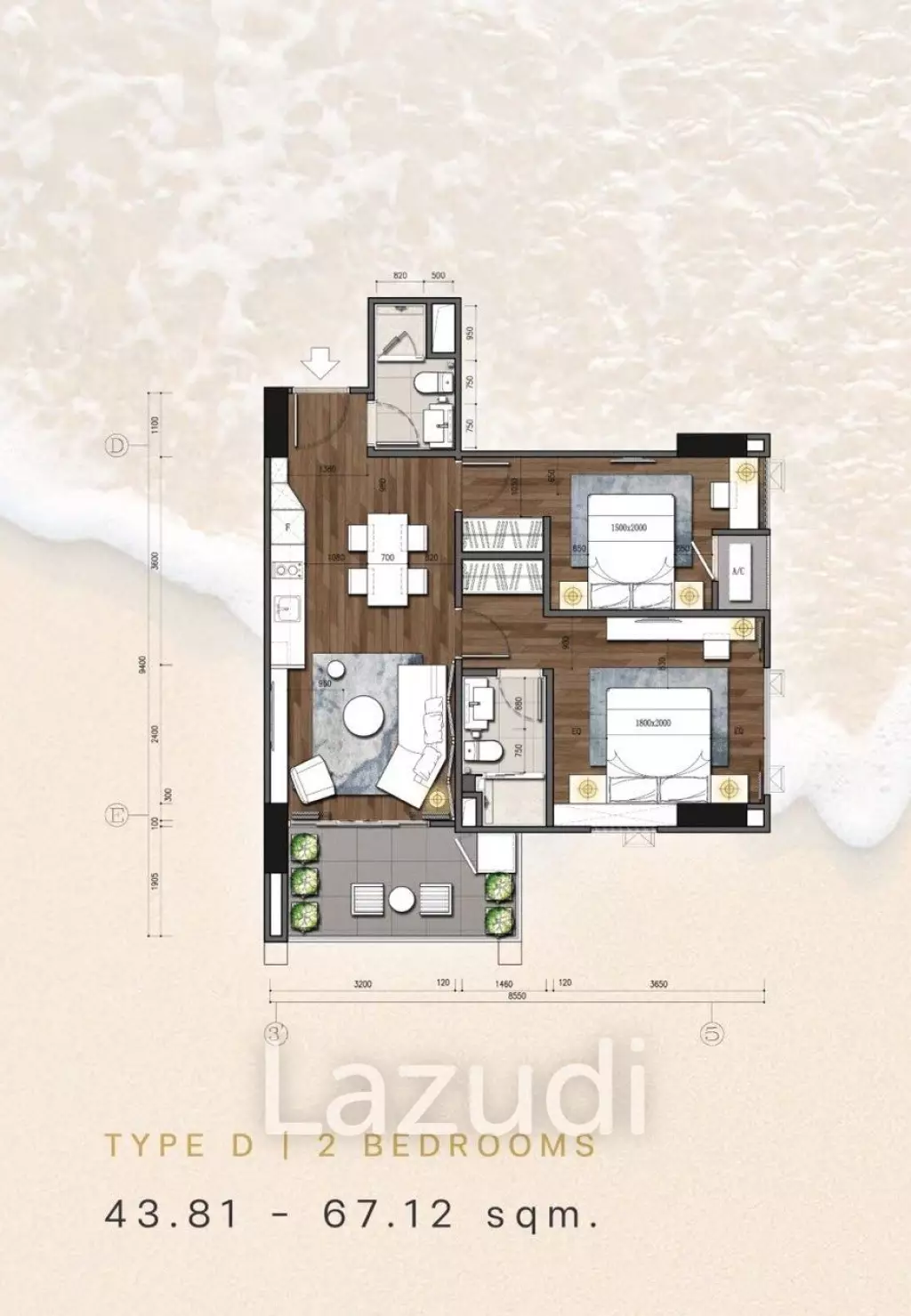 2 Bed 2 Bath 44.34 SQ.M Beverly Mountain Bay
