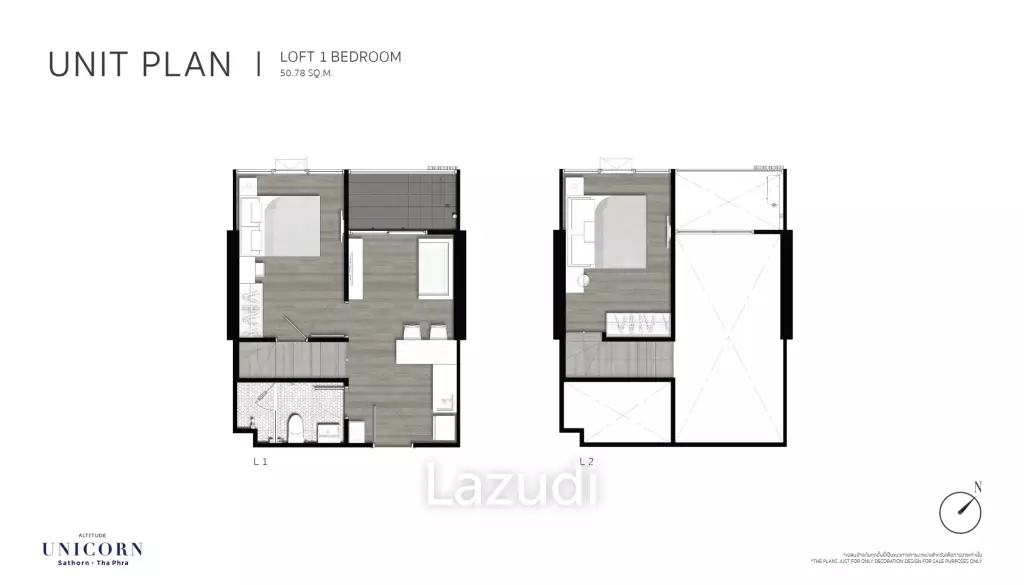1 Bed Loft 1 Bath 51.49 SQ.M Altitude Unicorn Sathorn-Thapha