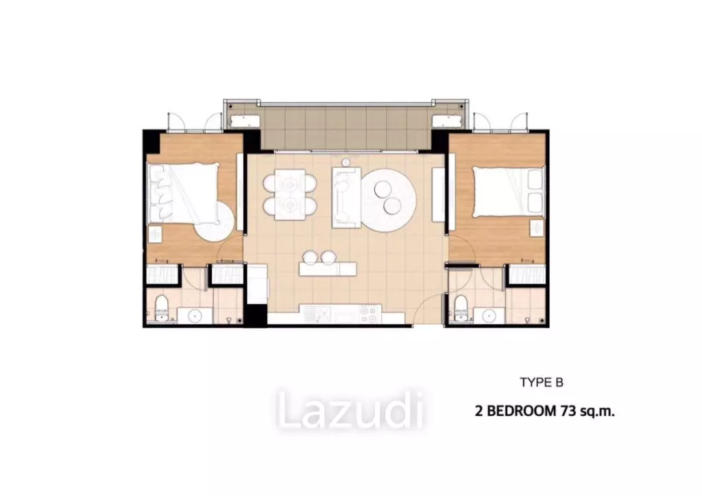 2 Bed 2 Bath 73.18 SQ.M Grande Caribbean Condo Resort Pattaya