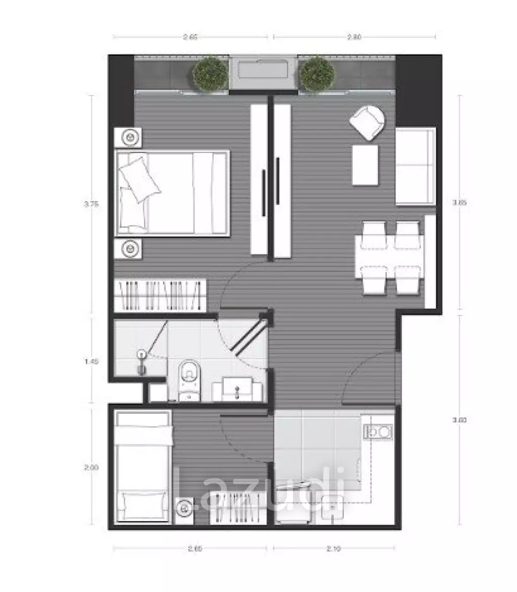 1 Bed Plus 1 Bath 41.46 SQ.M Noble Around Ari