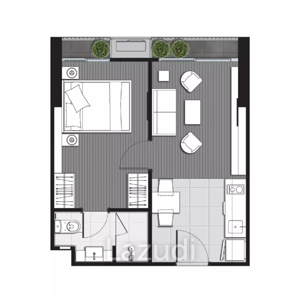 1 Bed 1 Bath 34.89 SQ.M Noble Around Ari