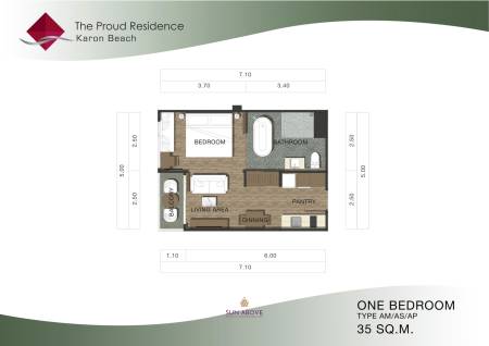 1 Bed 1 Bath 35 SQ.M The Proud Residence