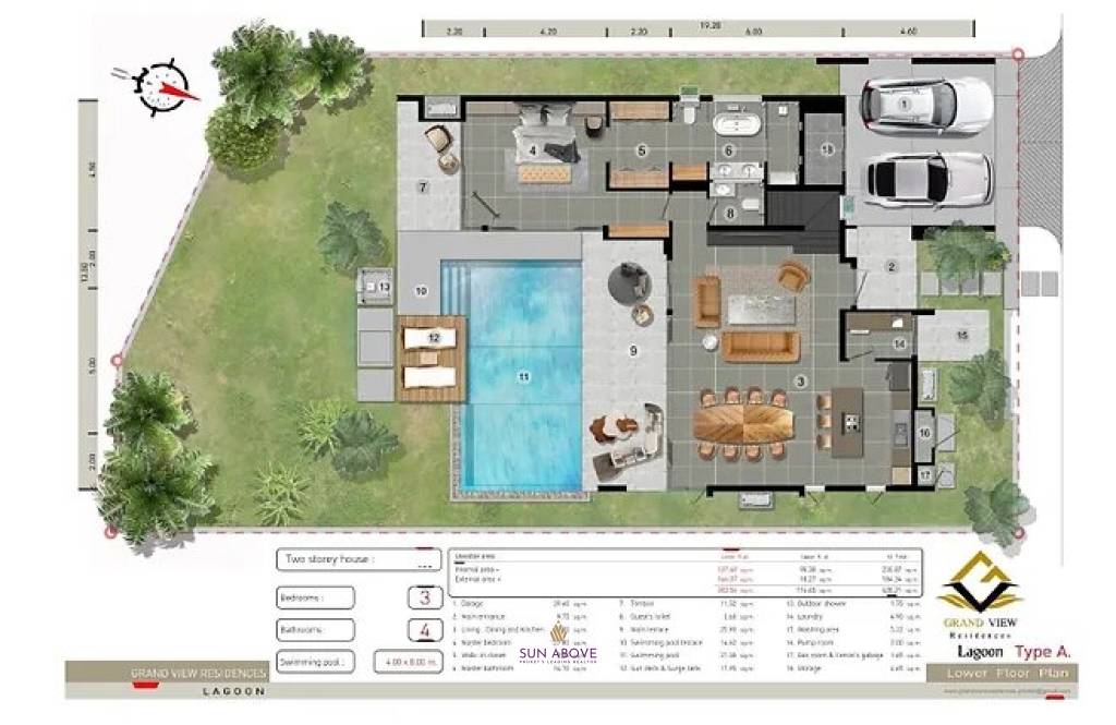 4 Bed 4 Bath 420.21 SQ.M Grand View Residences, Lagoon Villa