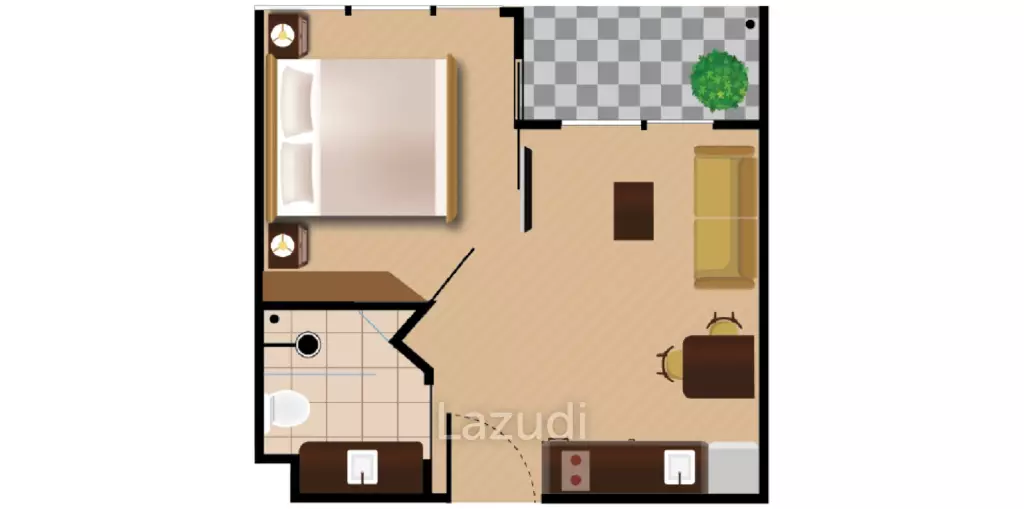 1 Bed 1 Bath 26.50 SQ.M Harmonia Garden City