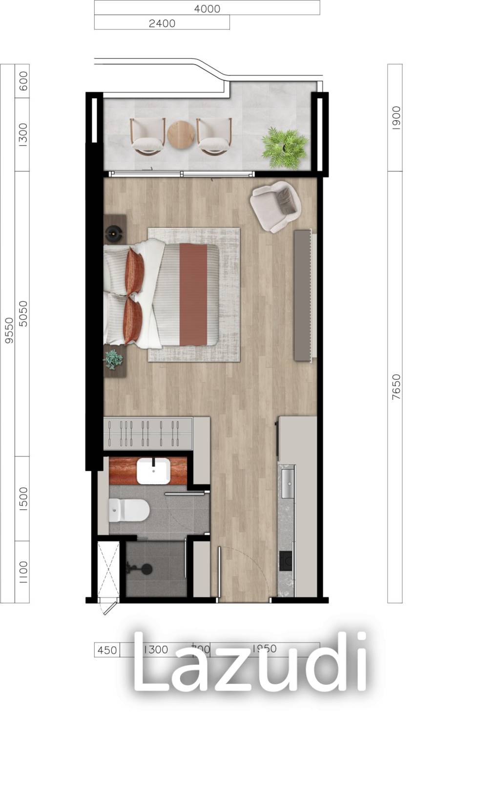 Studio 1 Bath 36.72 SQ.M Layan Green Park 2