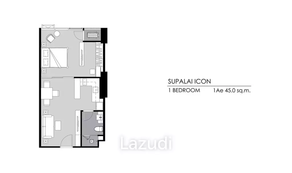 1 Bed 1 Bath 44.20 SQ.M Supalai ICON Sathorn