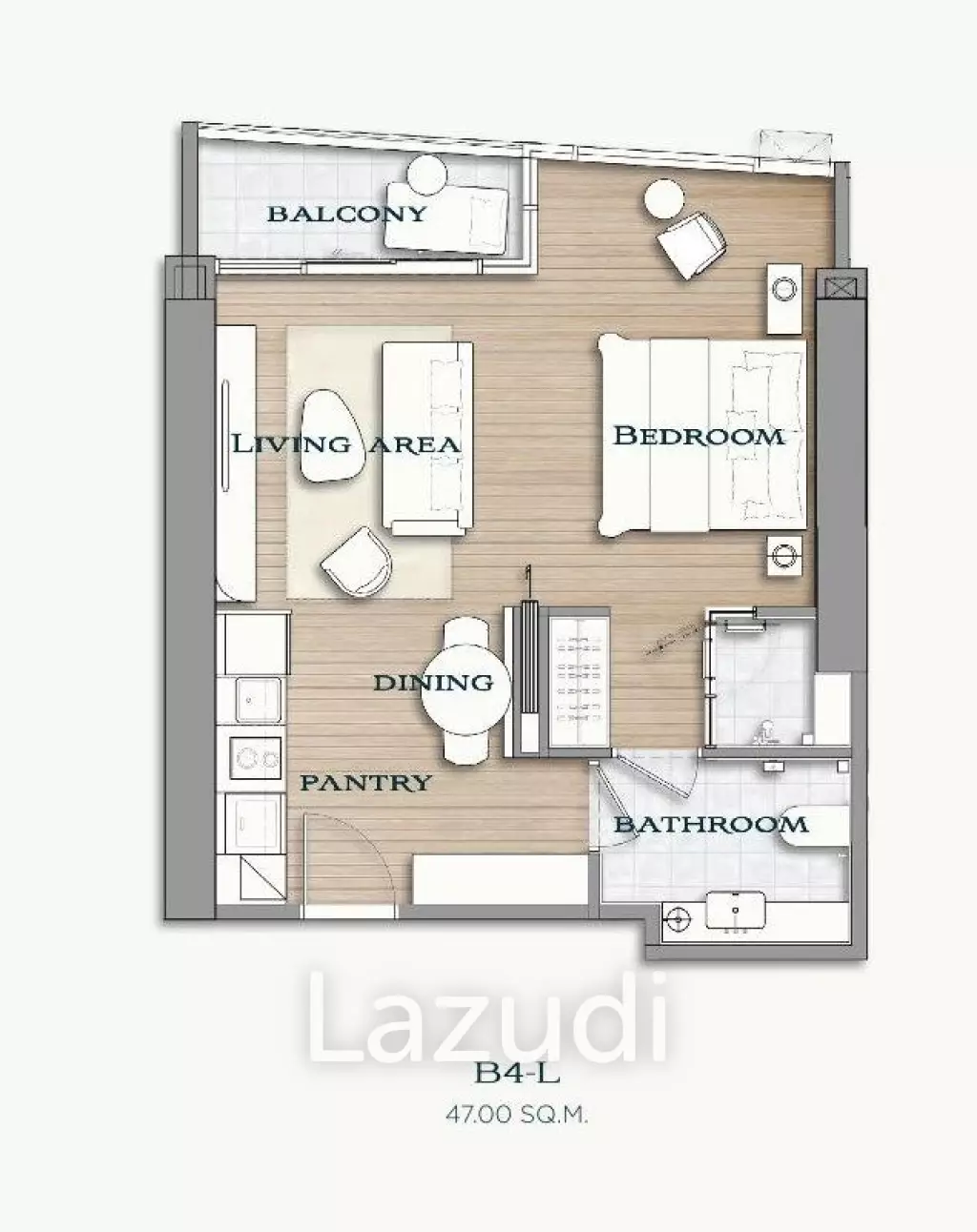 1 Bed 1 Bath 52.14 SQ.M. Arom Wongamat