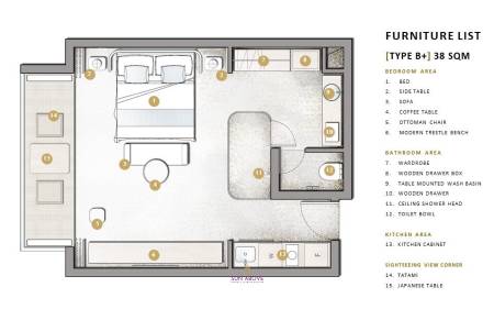 1 Bed 1 Bath 37.65 SQ.M ADM Platinum Bay Resort