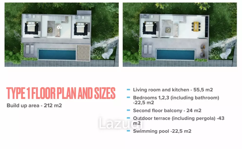 3 Bed 3 Bath 212 SQ.M. Sansara Villas