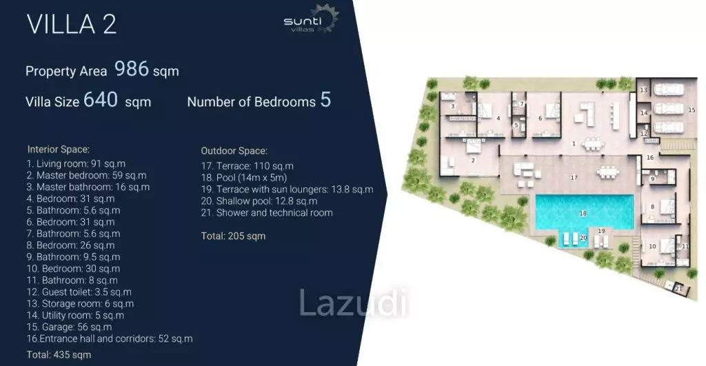 5 Bed 6 Bath 640 SQ.M SUNTI VILLAS