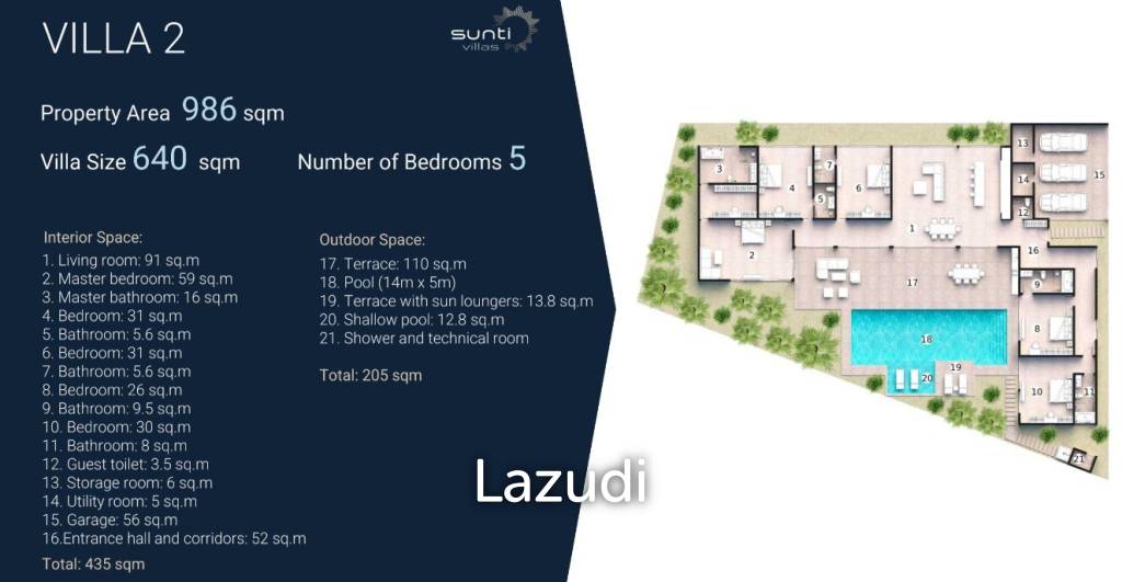 5 Bed 6 Bath 640 SQ.M SUNTI VILLAS