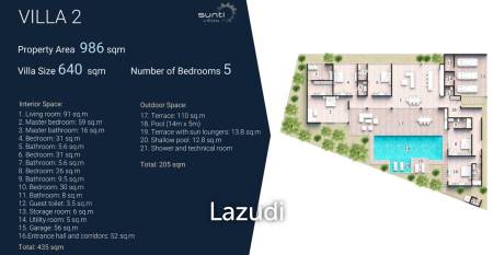 5 Bed 6 Bath 640 SQ.M SUNTI VILLAS