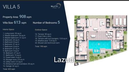 5 Bed 6 Bath 613 SQ.M SUNTI VILLAS