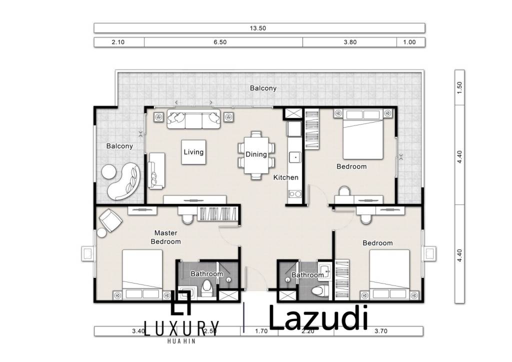 125 ตร.ม 3 เตียง 2 อาบน้ำ คอนโดมิเนียม For ขาย