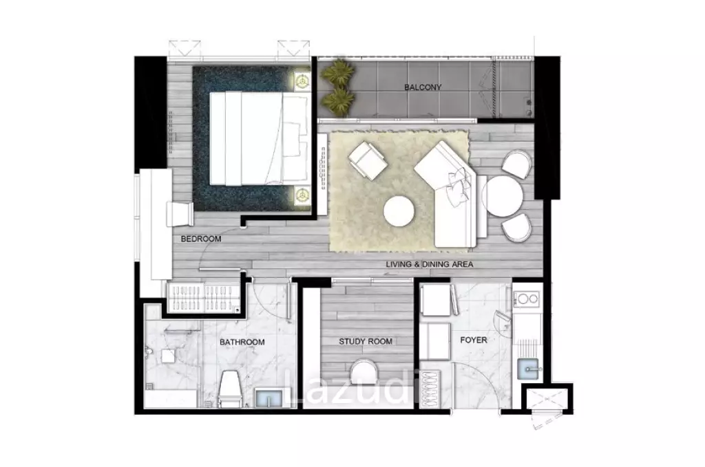 1 Bed Plus 1 Bath 54.08 SQ.M The Rich Ploenchit-Nana