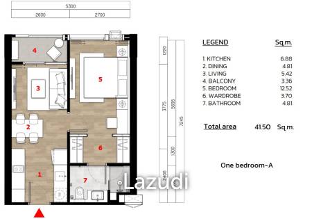 1 Bed 1 Bath 51 SQ.M.  The Ozone Condominium