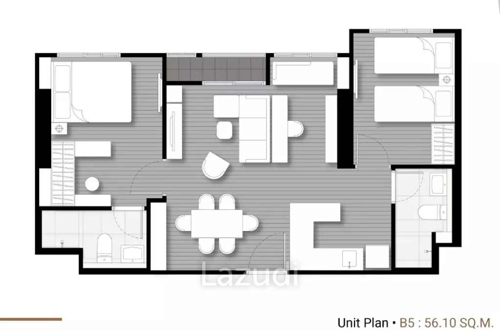 2 Bed 2 Bath 56.10 SQ.M Nue Evo Ari