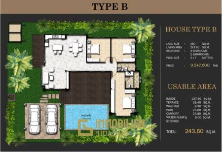 3 Bed 2 Bath 222.10 SQ.M. Hua Hin Grand Hills 2