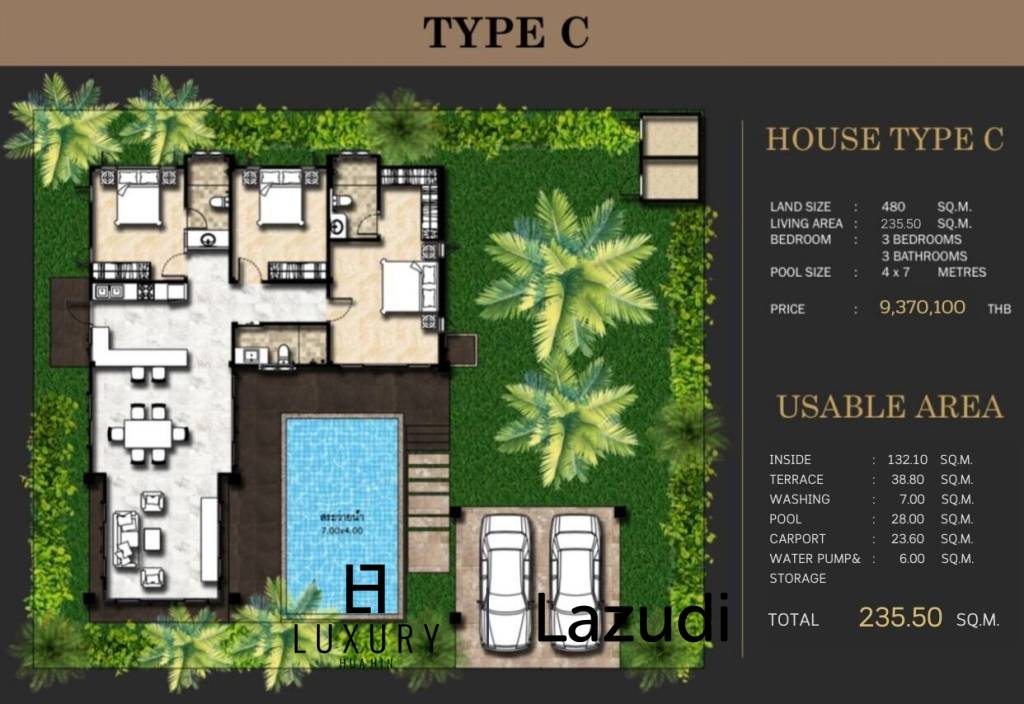 480 Kvm 3 Seng 3 Bad Villa for Salg