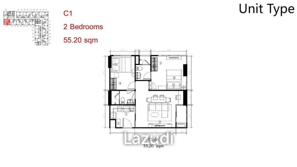 2 Bed 2 Bath 55 SQ.M Park Origin Phayathai