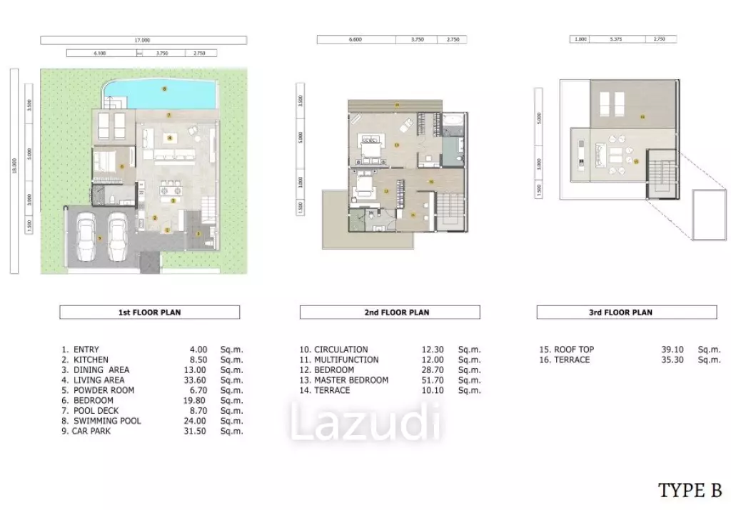3 Bed 4 Bath  339 SQ.M VIP Galaxy Villas