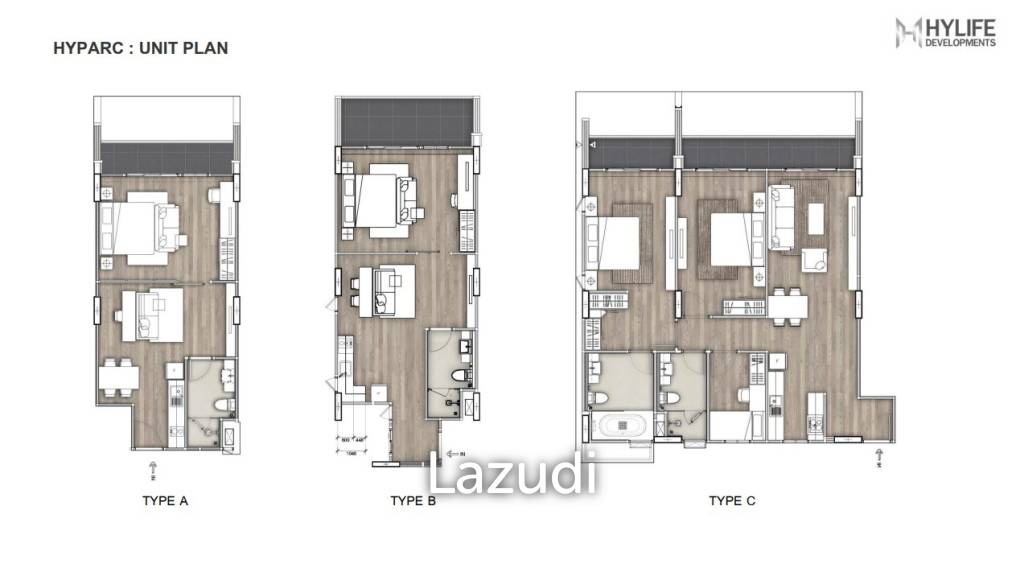 1 Bed 1 Bath 55.91 SQ.M. Hyparc Residences Hangdong