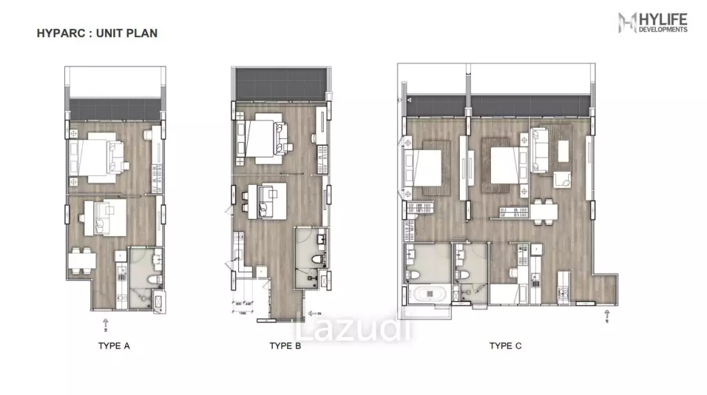 1 Bed 1 Bath 59.82 SQ.M. Hyparc Residences Hangdong