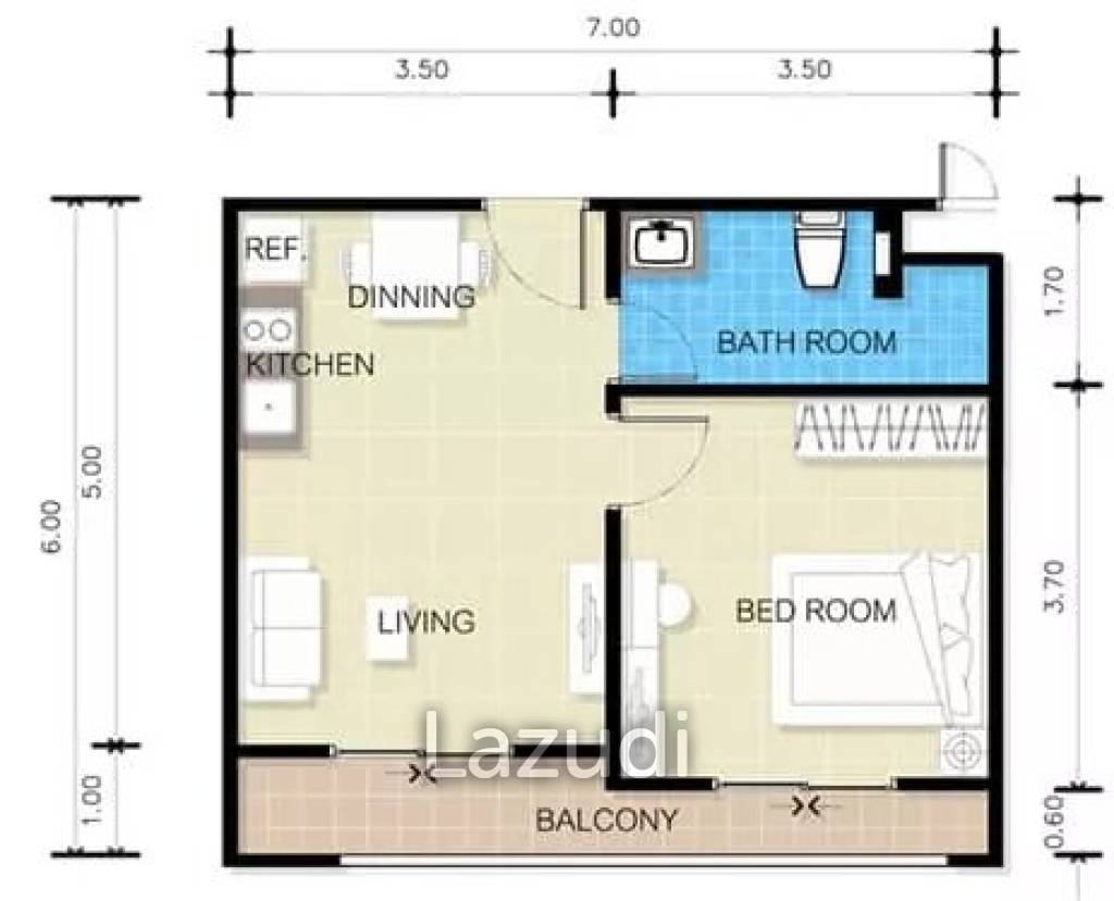 1 Bed 1 Bath 41.74 SQ.M The 88 Condo Huahin