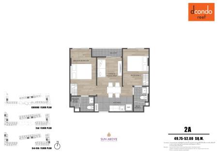 52 ตร.ม 2 เตียง 2 อาบน้ำ คอนโดมิเนียม For ขาย