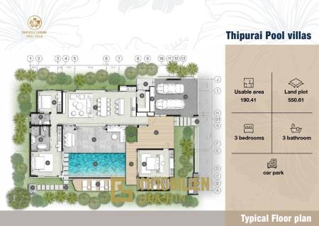 3 Bed 3 Bath 407.29 SQ.M. Thipurai Luxury Pool Villas