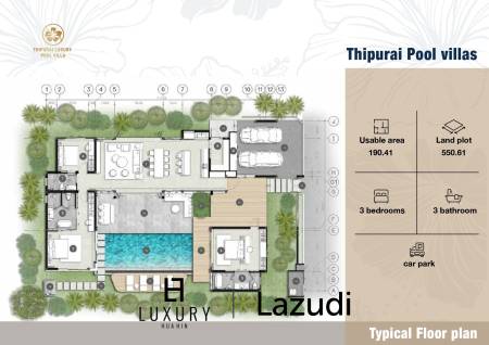 3 Bed 3 Bath 407.29 SQ.M. Thipurai Luxury Pool Villas