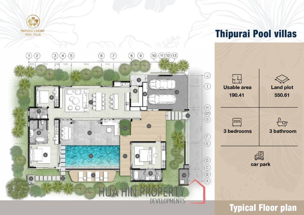 3 Beds 3 Baths 407.29 SQ.M. Thipurai Luxury Pool Villas